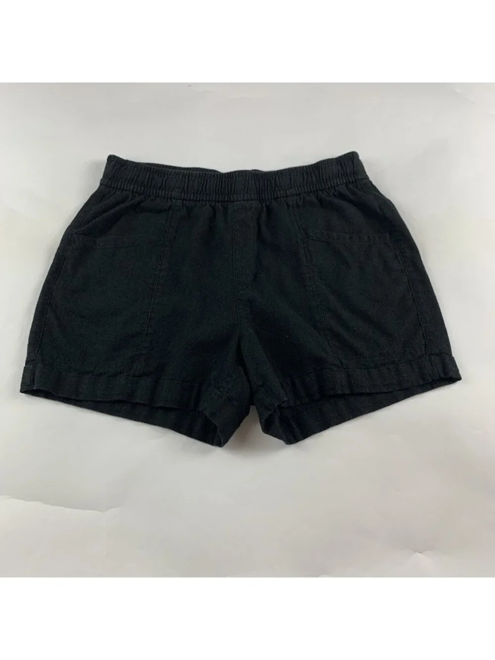 Old Navy Black Linen Blend Pull On Shorts S - Picture 1 of 5